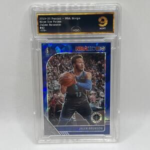 2019-20 NBA Hoops Premium Stock Jalen Brunson Blue Ice Prizm #42 Knicks Graded 9